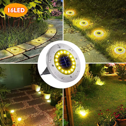 Solar Ground Lights Outdoor Decorations, 12LED Solar Garden Lights Waterproof, Solar Disk Lights for Yard, Pathway, Lawn, Patio